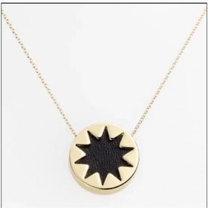 House of Harlow medium size necklace pendant black Leather Starburst